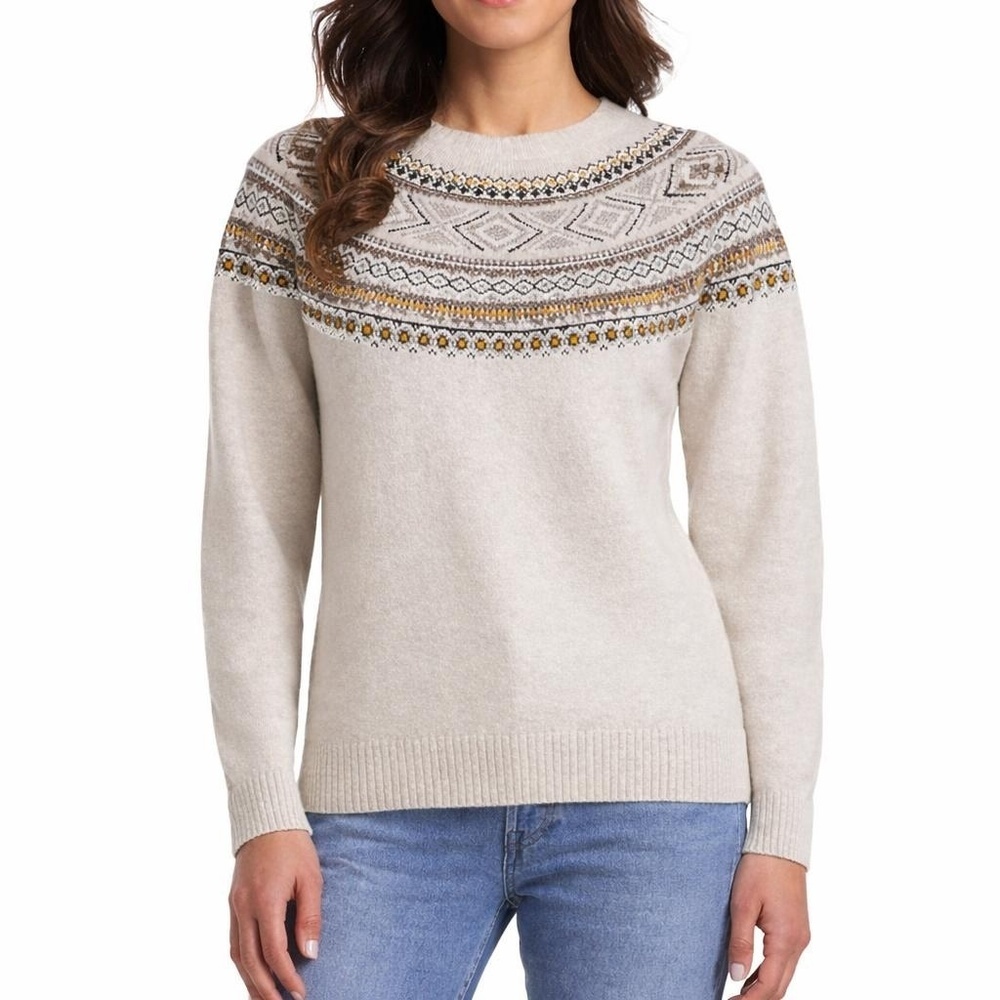 Weatherproof Vintage Women's L Pullover Sweater Beige H0303